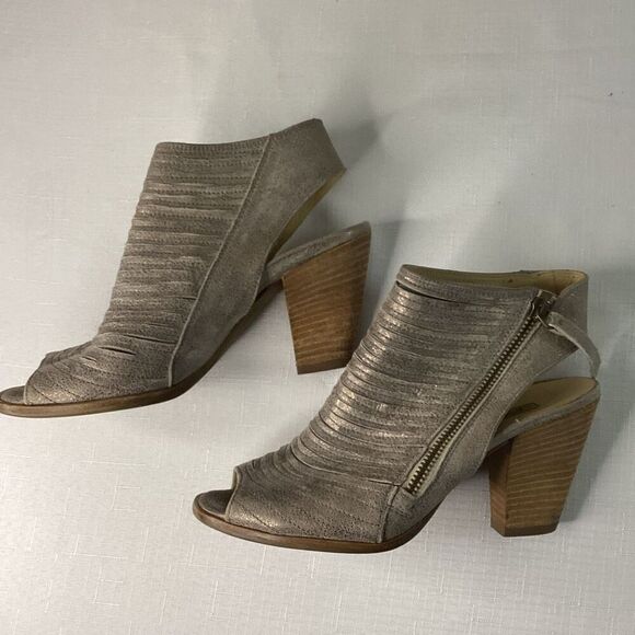 Paul Green Cayenne Peep Toe Bootie Sandals Metallic Leather  Insole Size 6.5 - Picture 4 of 9